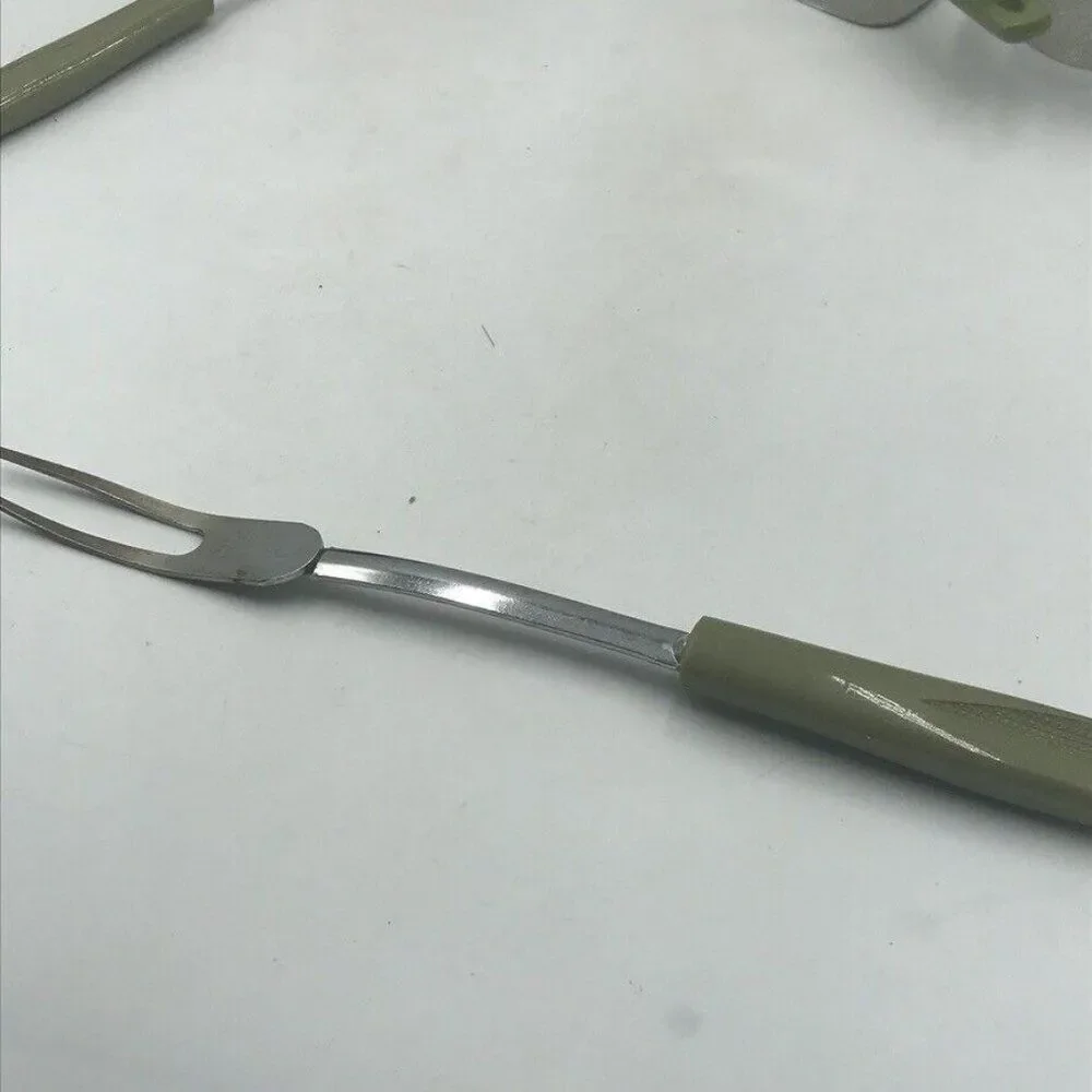 Vintage Chromium Plated Ekco USA Kitchen Utensil Lot Avocado Green Campbells S&P